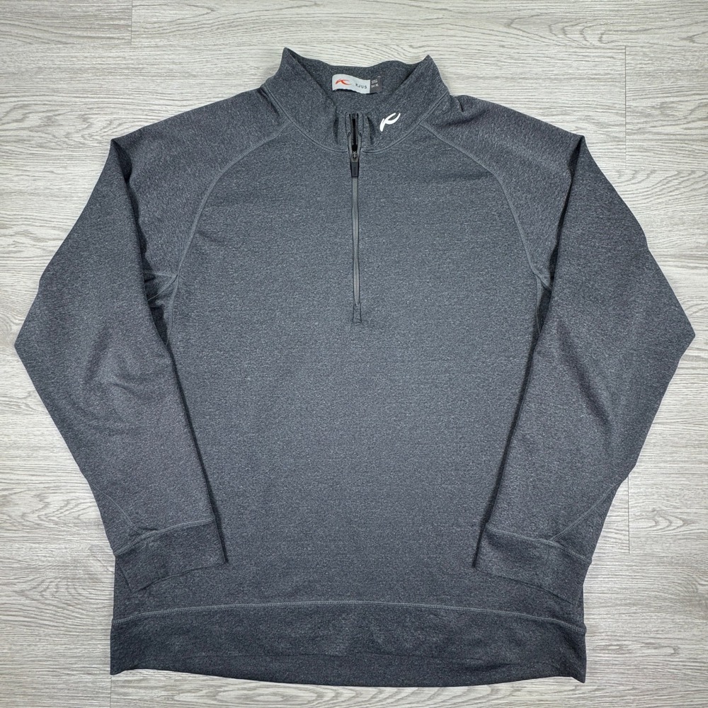 KJUS Men's Pullover Keano Quarter Zip Gray XL Performance Golf Long Sleeve